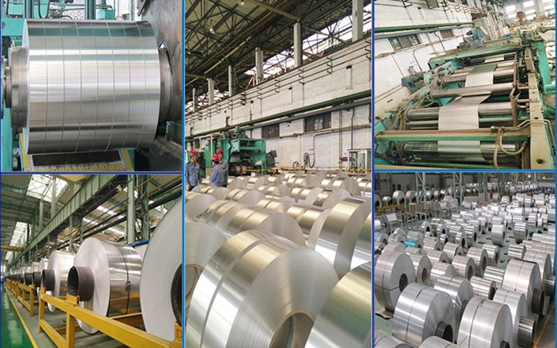 This shows aluminium strip manufacturing process.